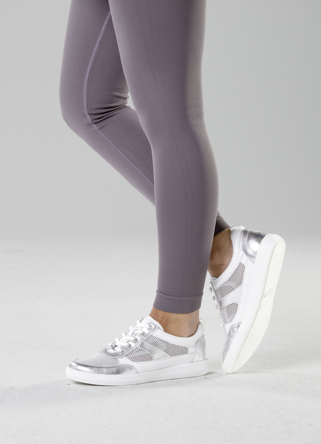 ELENA EDEN Sneaker aus Nappaleder und luftigem Textil in Netzoptik