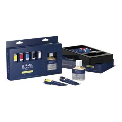 Lefranc Bourgeois - Pack de 5 tubes de peinture à huile Fine avec médium à peindre - couleurs primaires assorties - 40 ml