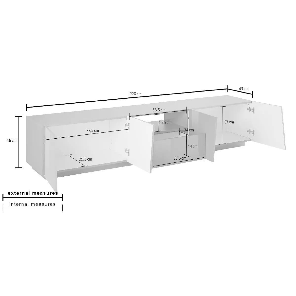 Alter Meuble TV Blanc Brillant