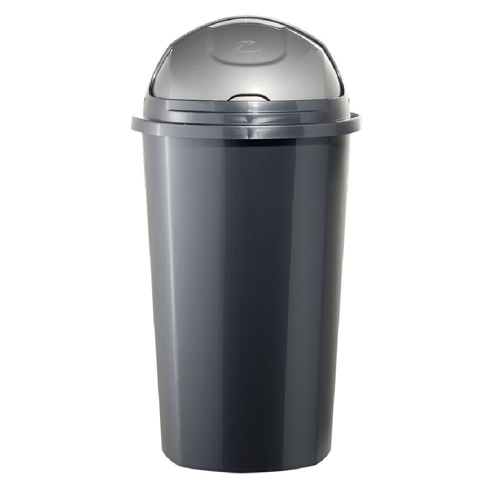 Poubelle à rabat plastique noir gris 25L