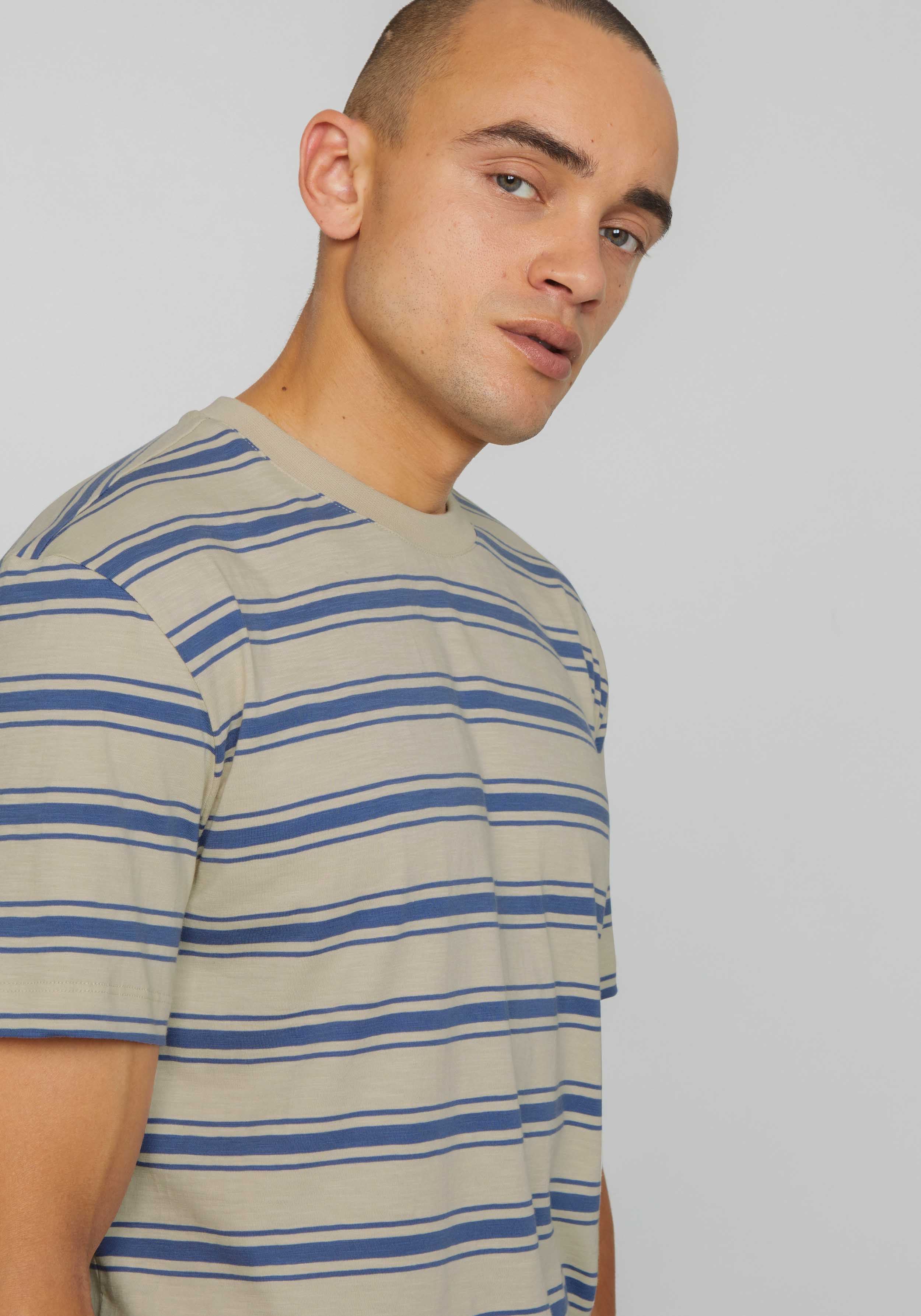 Recolution T-Shirt Cassava Stripes Electric Blue