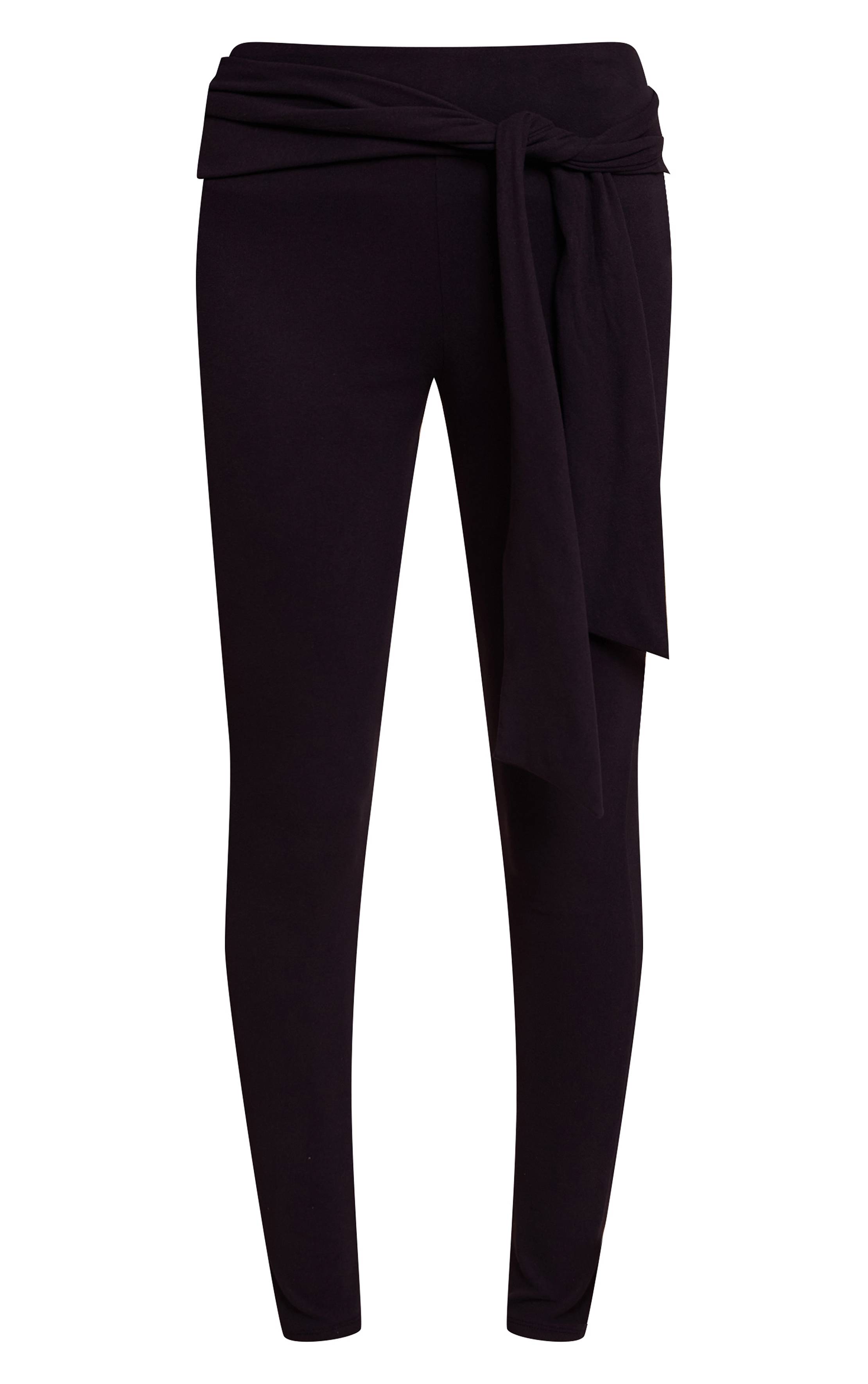 Noir Legging Ultra Doux Avec Détail Ceinture À Nouer À La Taille
