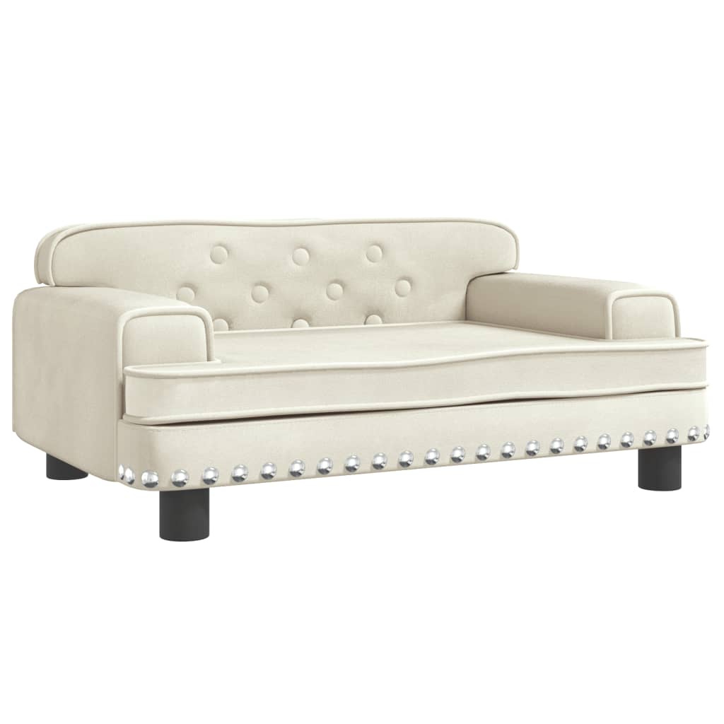 Cama para cães vidaXL em veludo creme, 70x45x30 cm