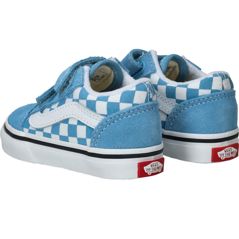 Vans Old Skool V Color theory Checkerboard Sneakers Blauw Meisjes Jongens