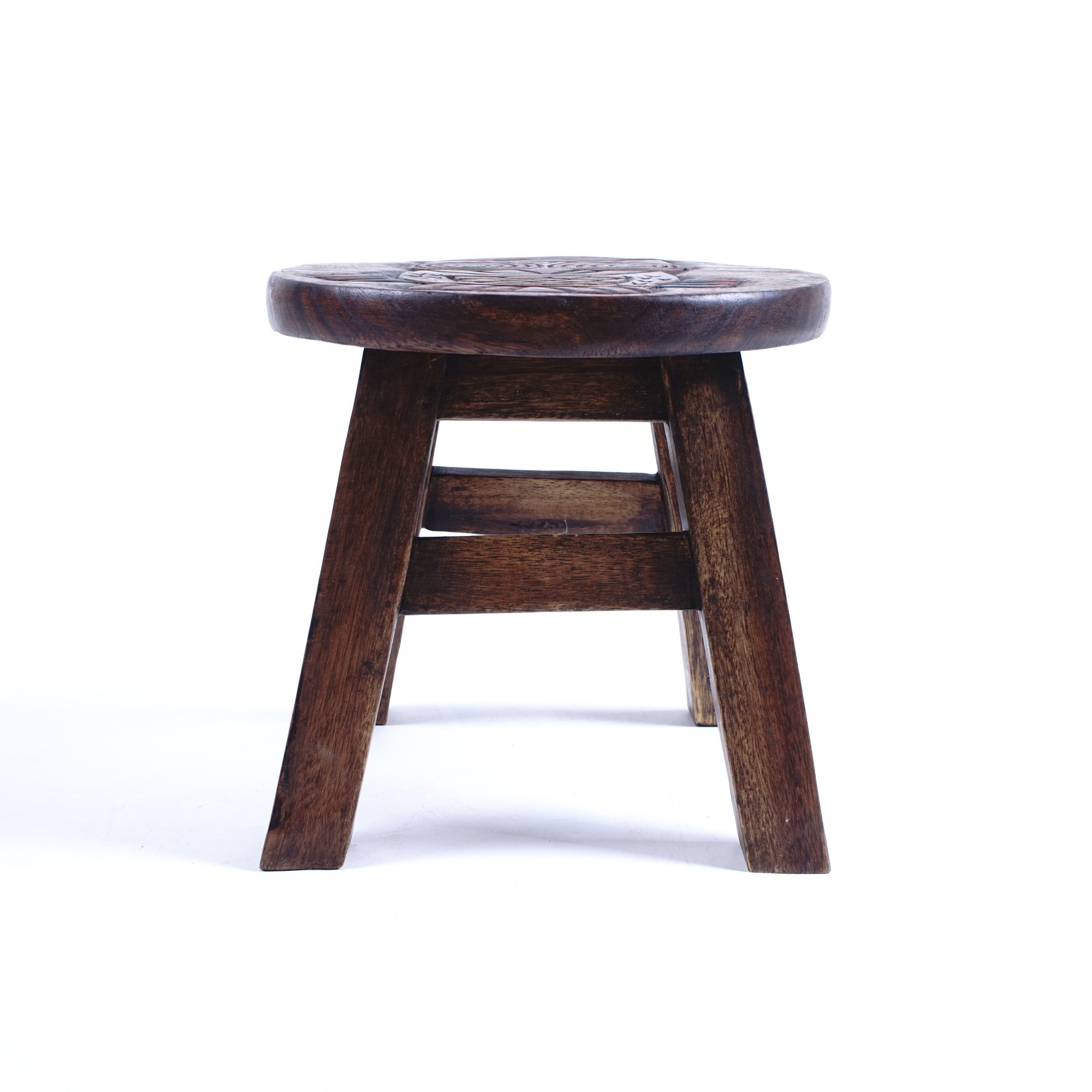 Hocker 'bunte Eule', natur, multicolor, Ø 25 cm, H 25 cm von fischer's lagerhaus