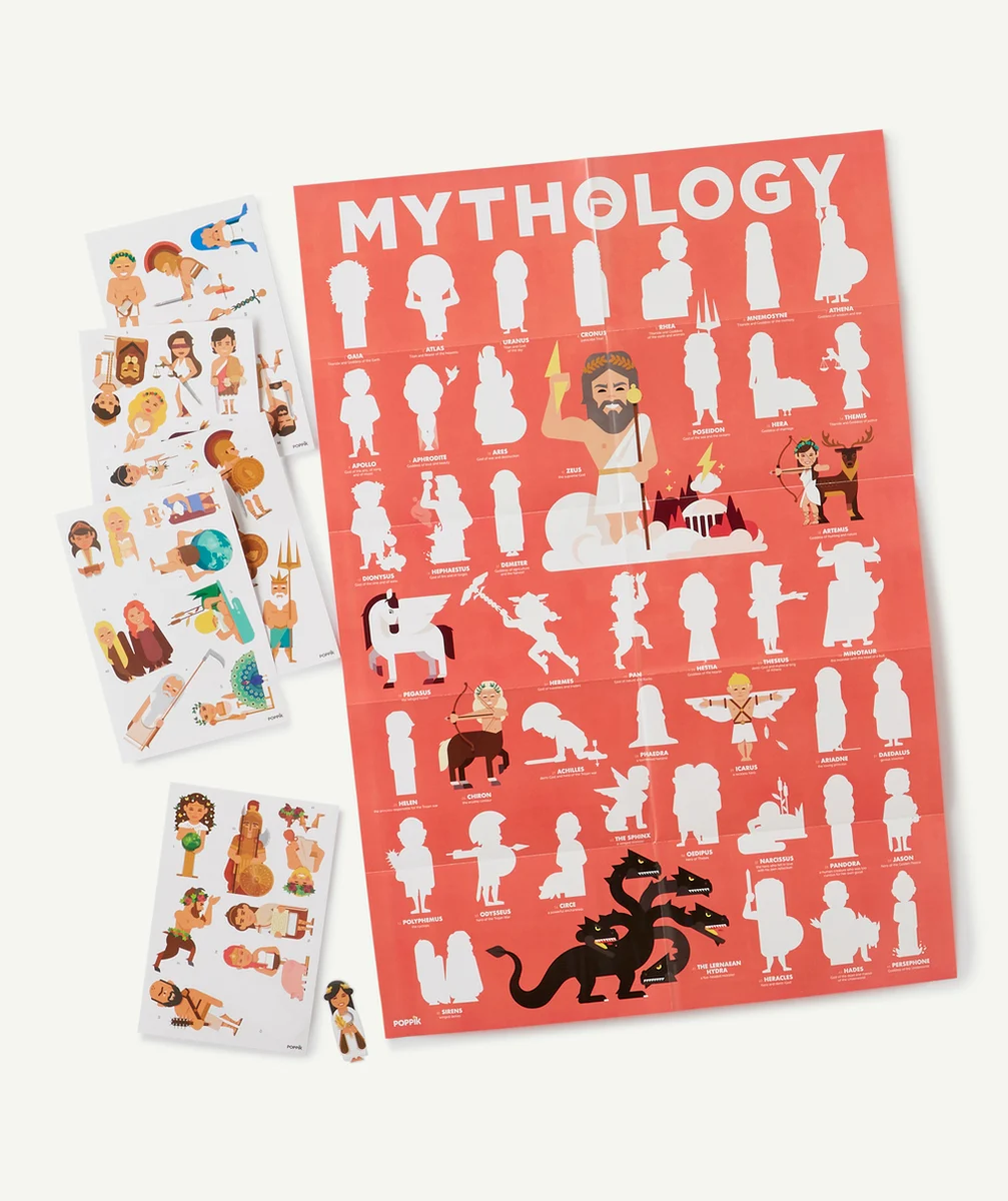 POPPIKLE POSTER AVEC 38 STICKERS MYTHOLOGIE - 7-12 ANS
