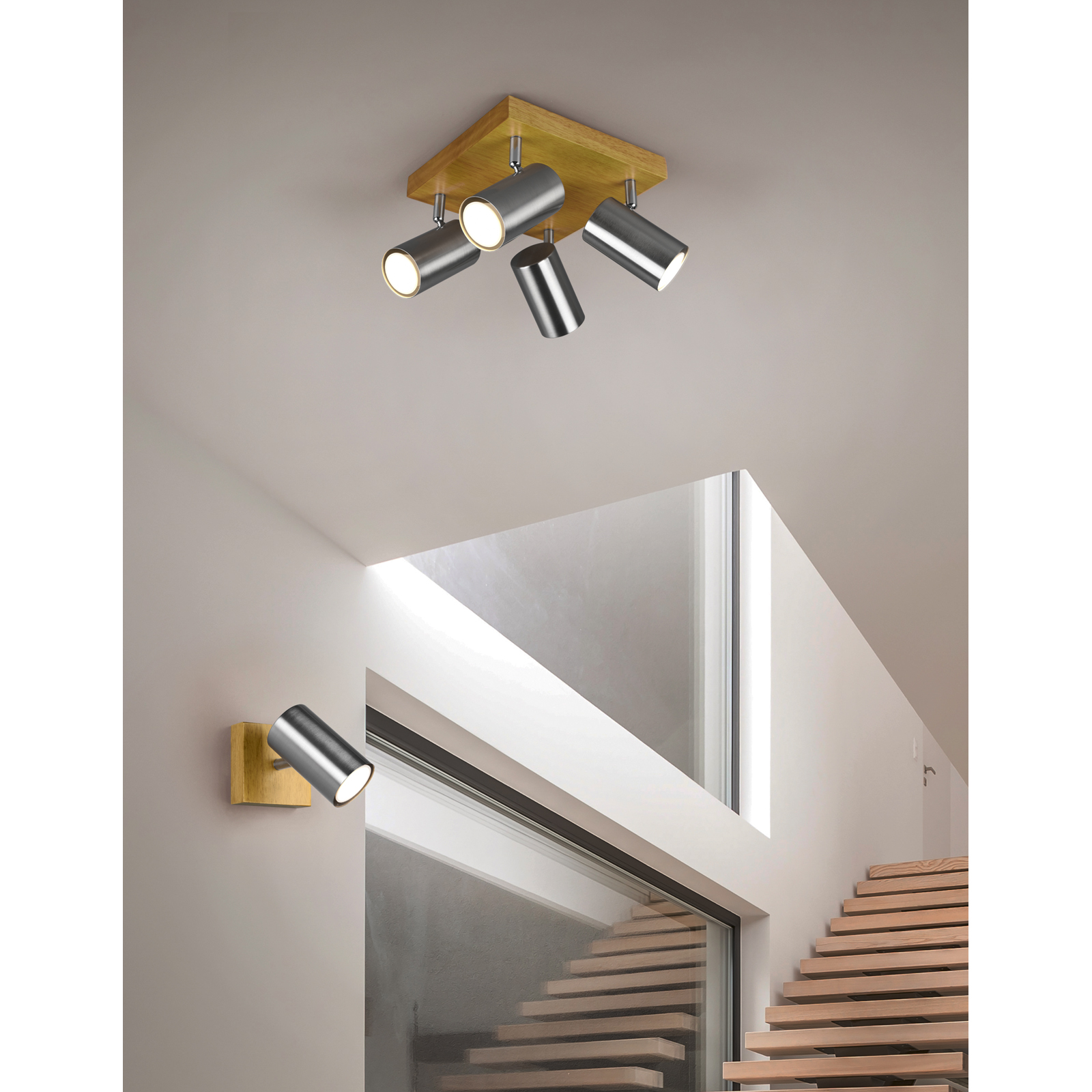 LED-Spot - Nickel matt - Holz - 1-flammig