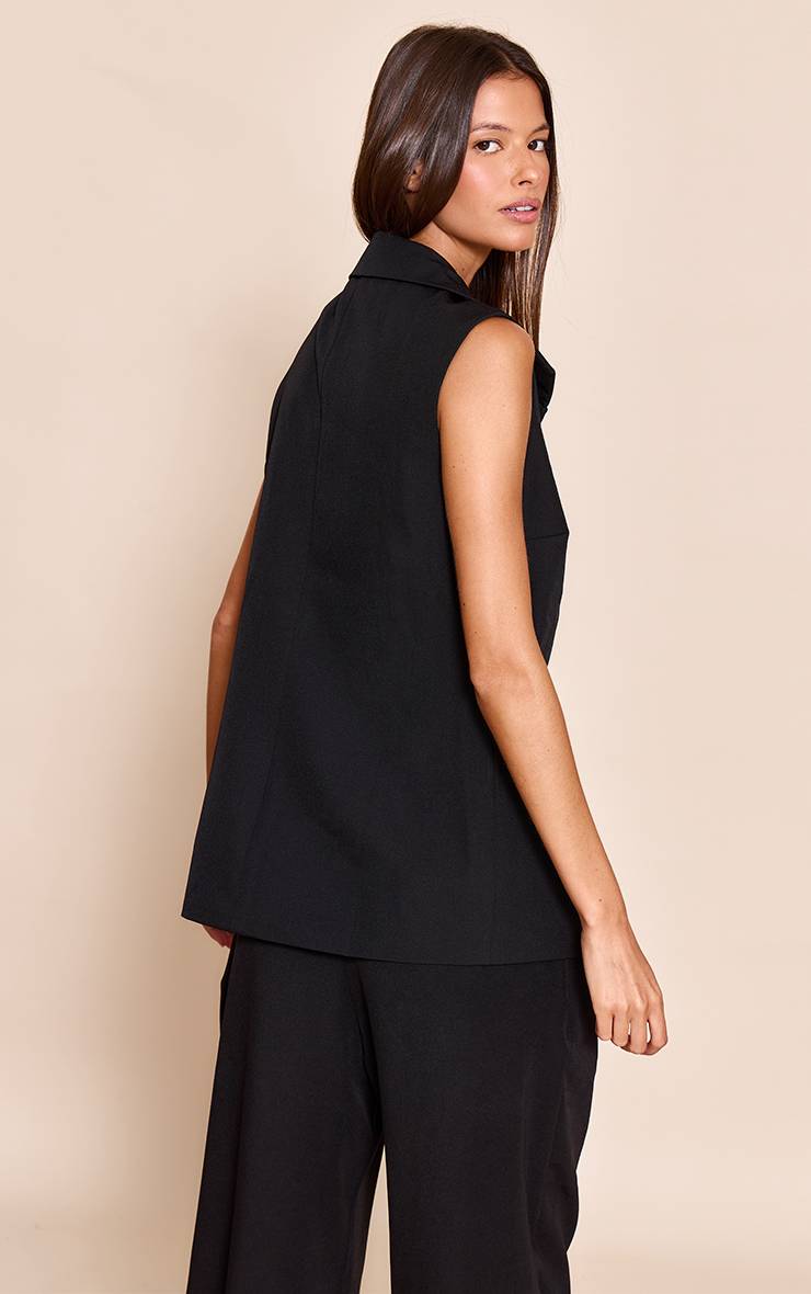 Noir Gilet Long Oversize À Détail Boucles
