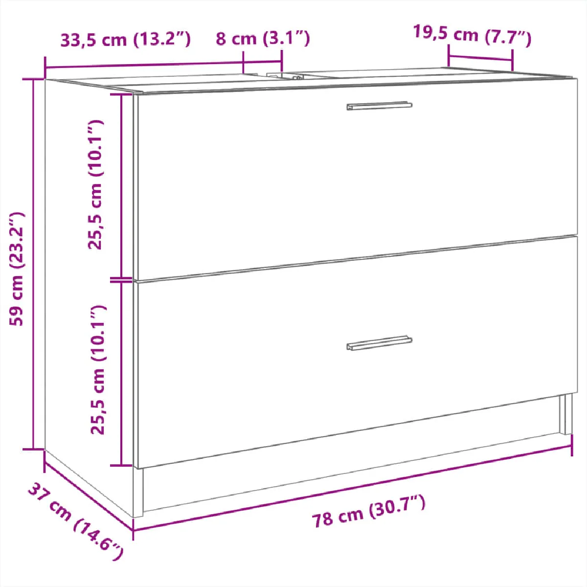 vidaXL Armoire Évier Noir