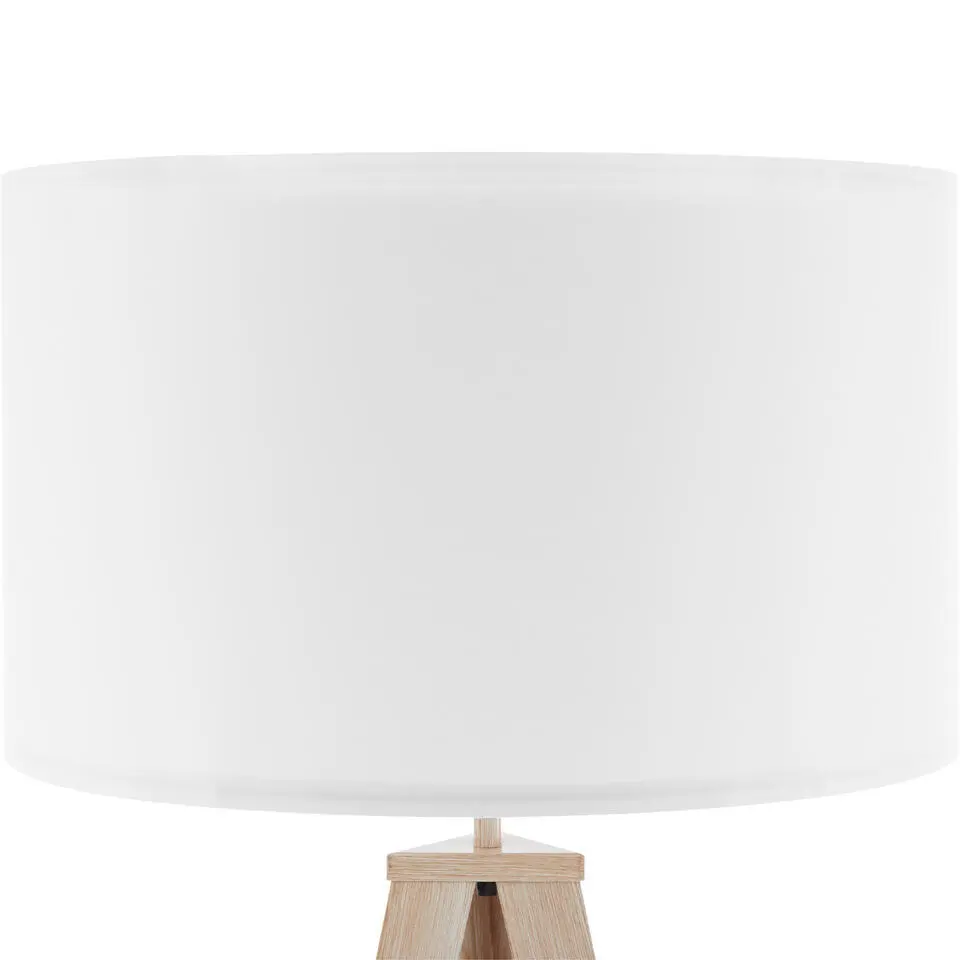 tectake Staande lamp Lunaris, textielkap, driepootsframe, Eiken