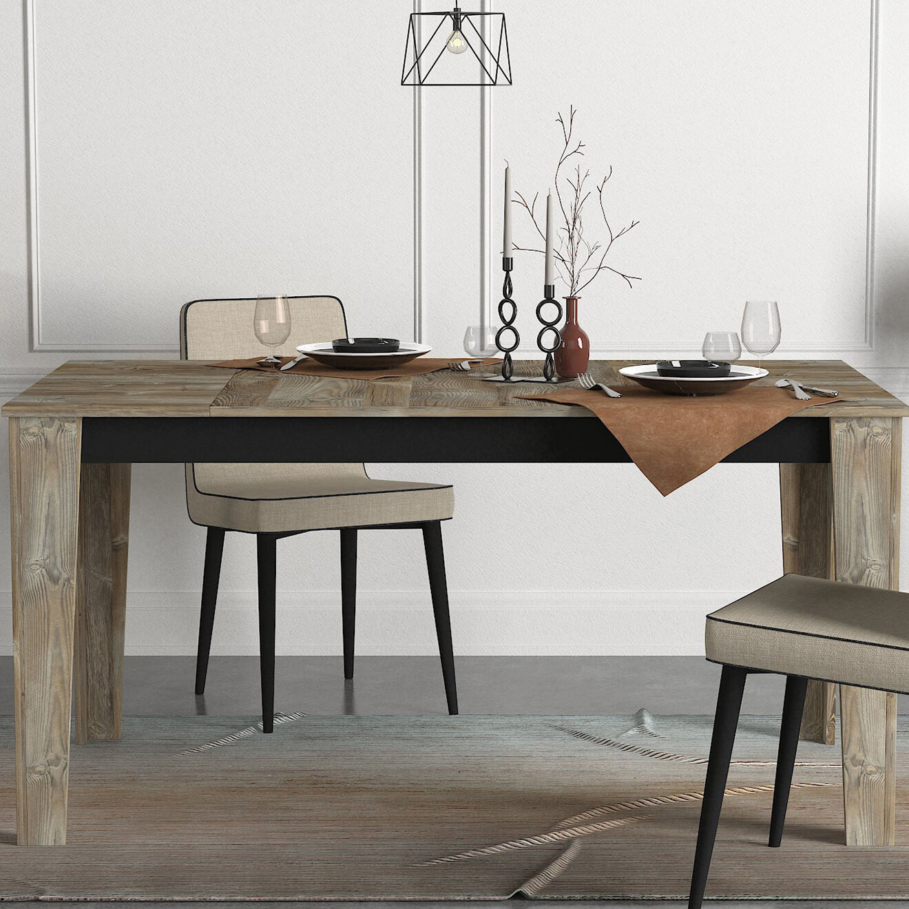 Homitis Table Costa bois/noir - 145x76x85 cm