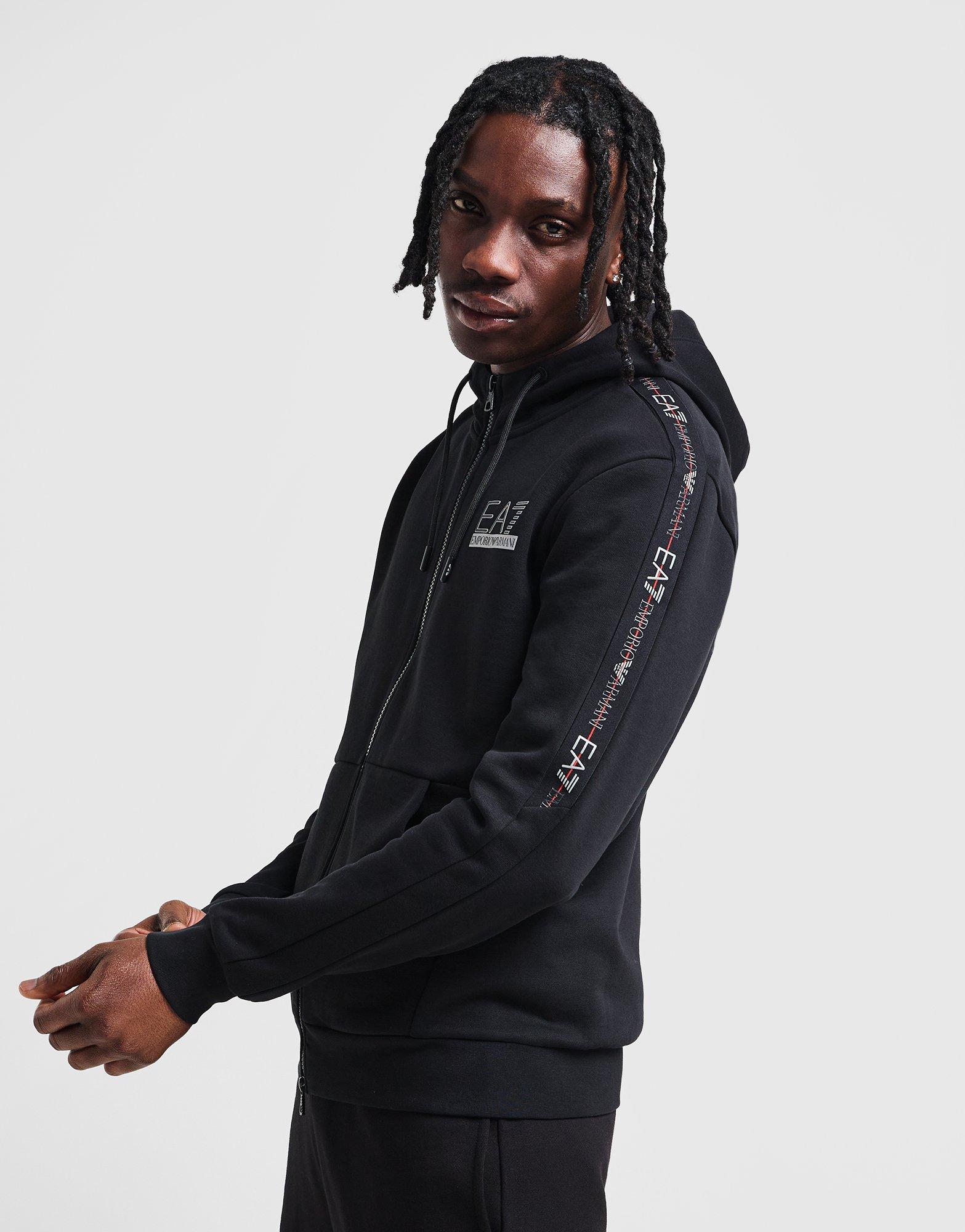 EA7 Emporio Armani Sweat à Capuche Zippé Logo Large à Bande