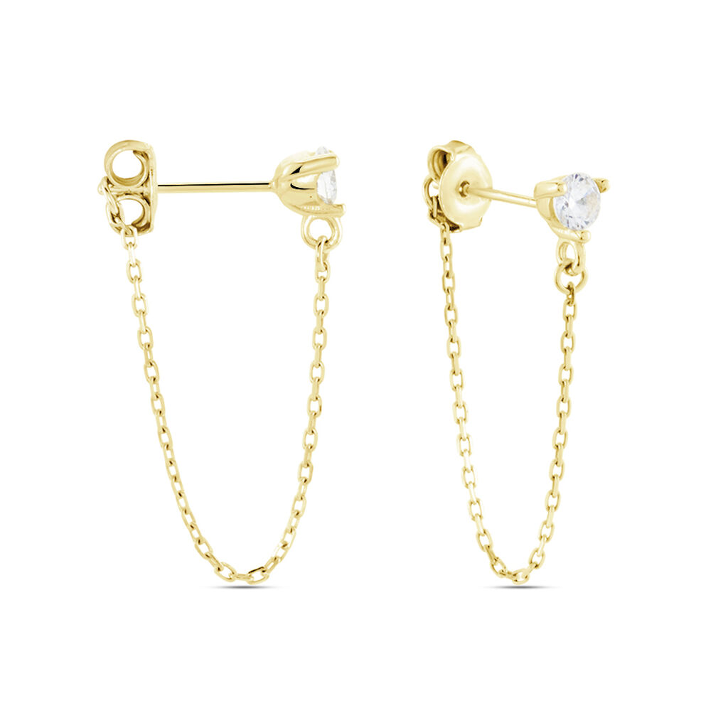 Boucles D'oreilles Pendantes Or Jaune Acierna Oxyde De Zirconium