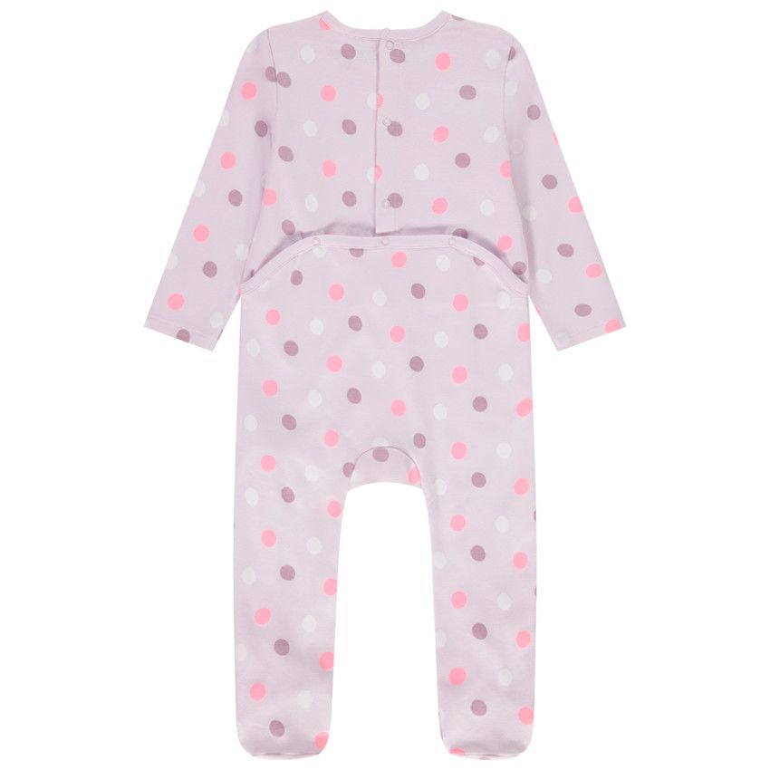 Dors-bien en coton imprimé pois pour bébé fille - Lilas
