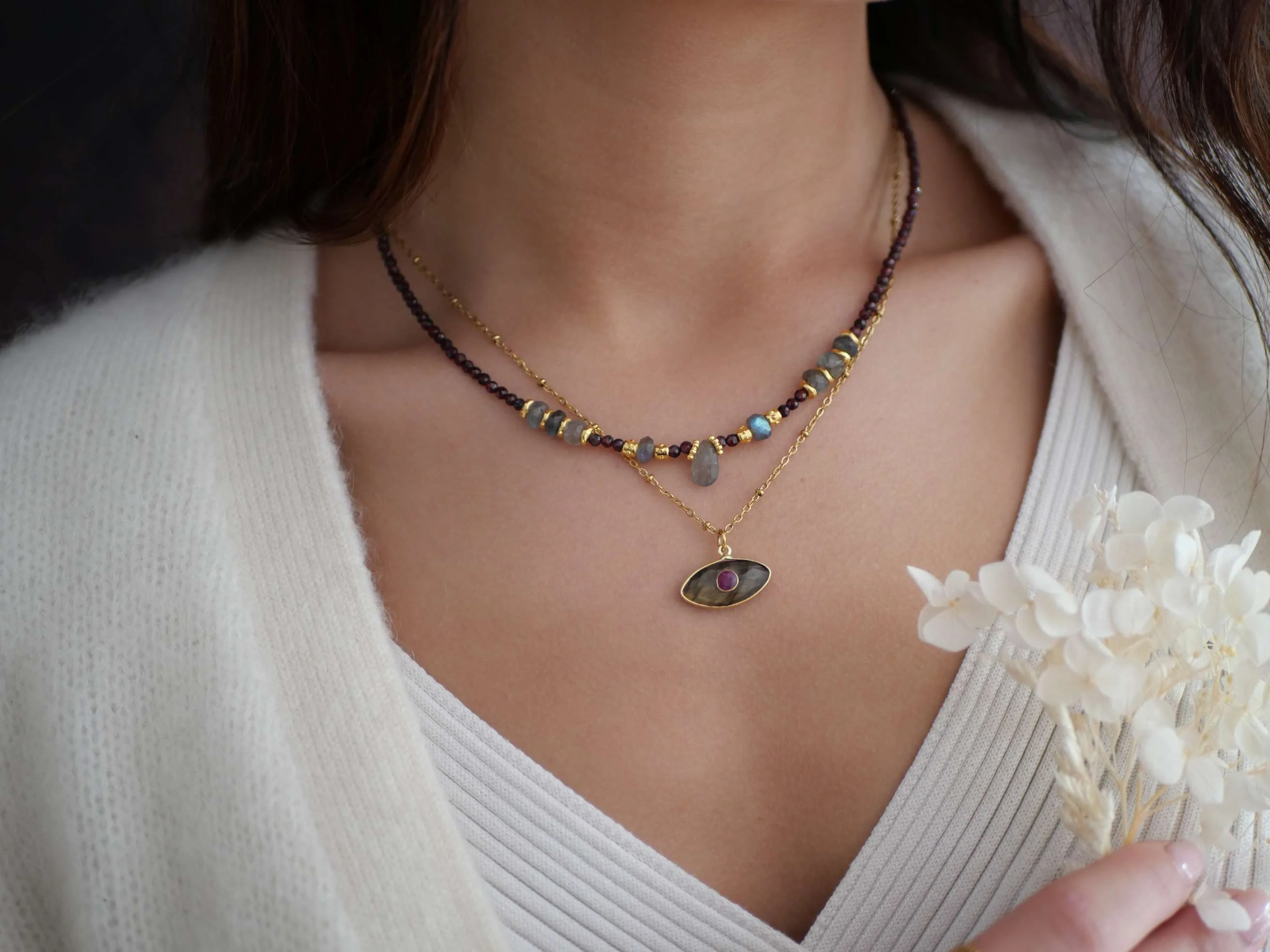 INDALI - Collier grenat | Rouge