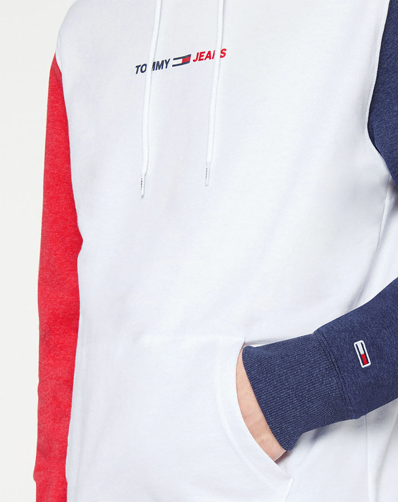 Tommy Jeans Sweat colorblock hoodie blanc/bleu/rouge