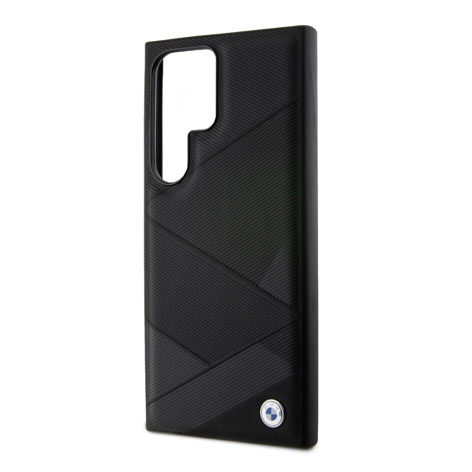 Samsung Galaxy S24 Ultra Leder Hardcase Hülle Crossing Lines Pattern (BMHCS24L23RCGPK) - Schwarz