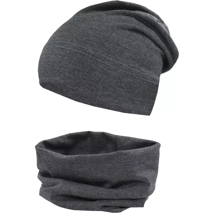 TupTam Jungen Beanie Mütze und Schlauchschal 2er Set graphit