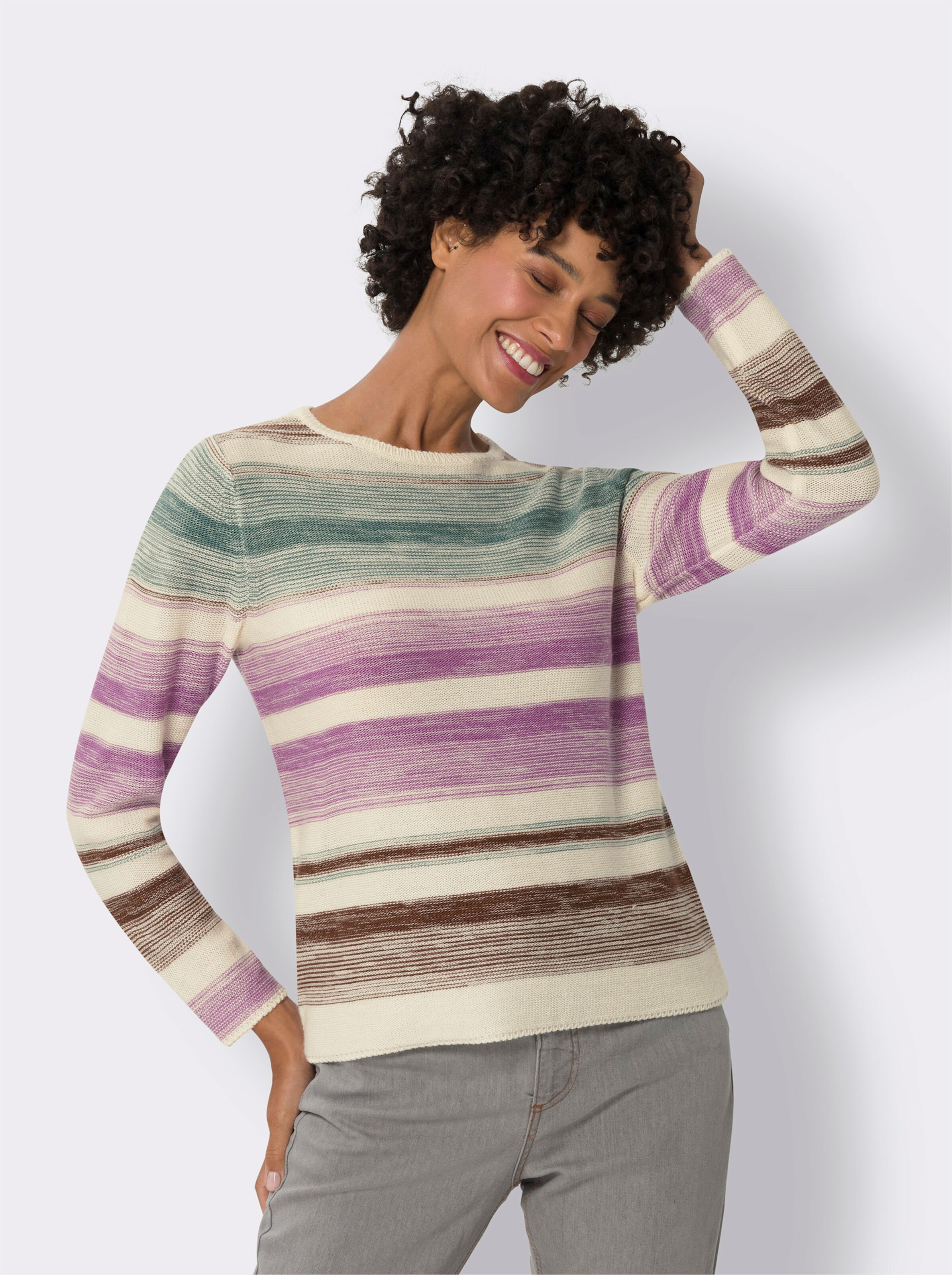 Langarm-Pullover im Linksstrick-Muster