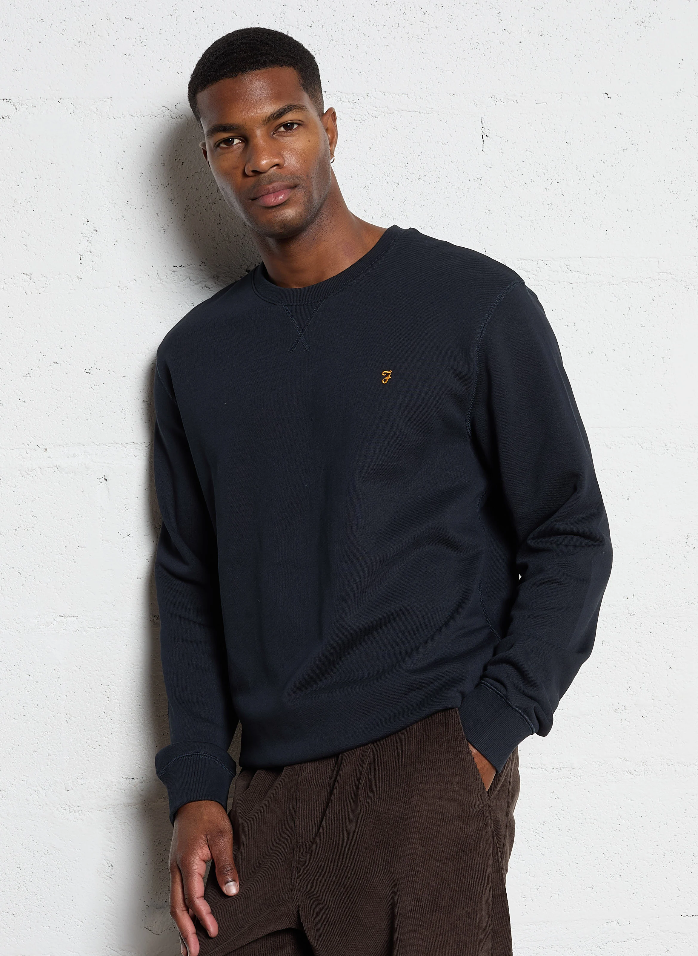 TIM - Sweat slim-fit col rond en coton bio | Bleu