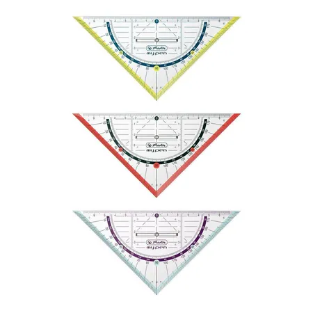 Herlitz Geometriedreieck my.pen mit Griff, 16 cm, 3 Stück in verschiedenen Farben