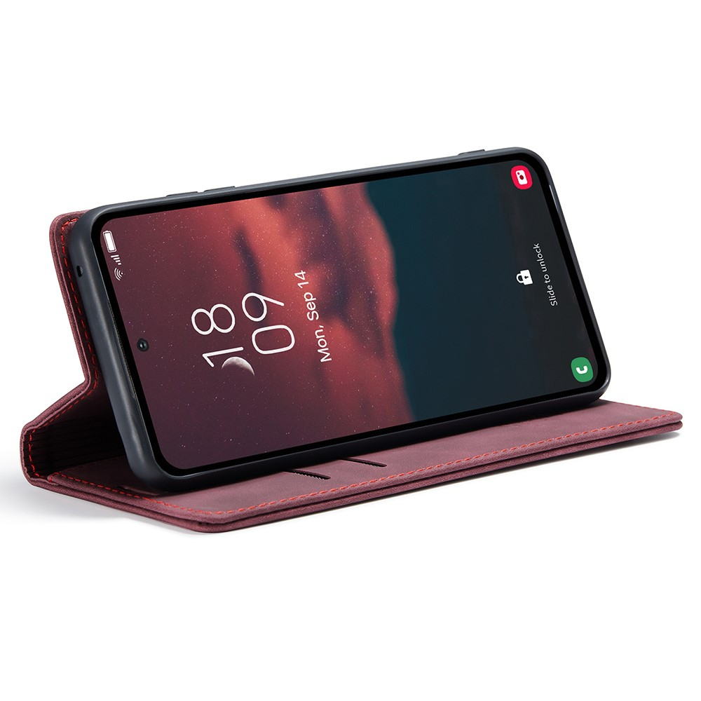 Samsung Galaxy A54 5G Leder Tasche Flip Wallet Etui mit Kartenfächern - Dunkelrot
