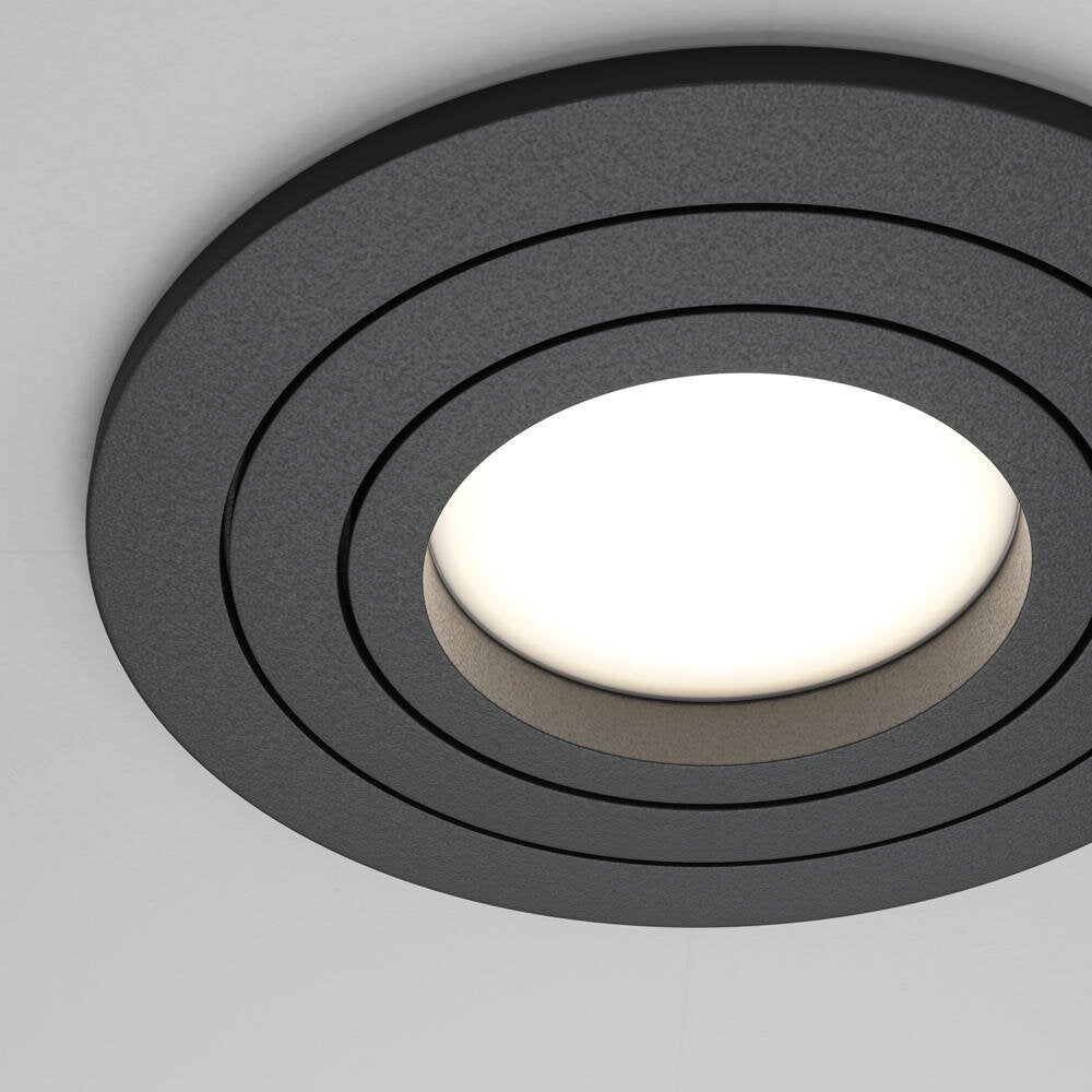 Atom inbouwplafondlamp in zwart, GU10, rond
