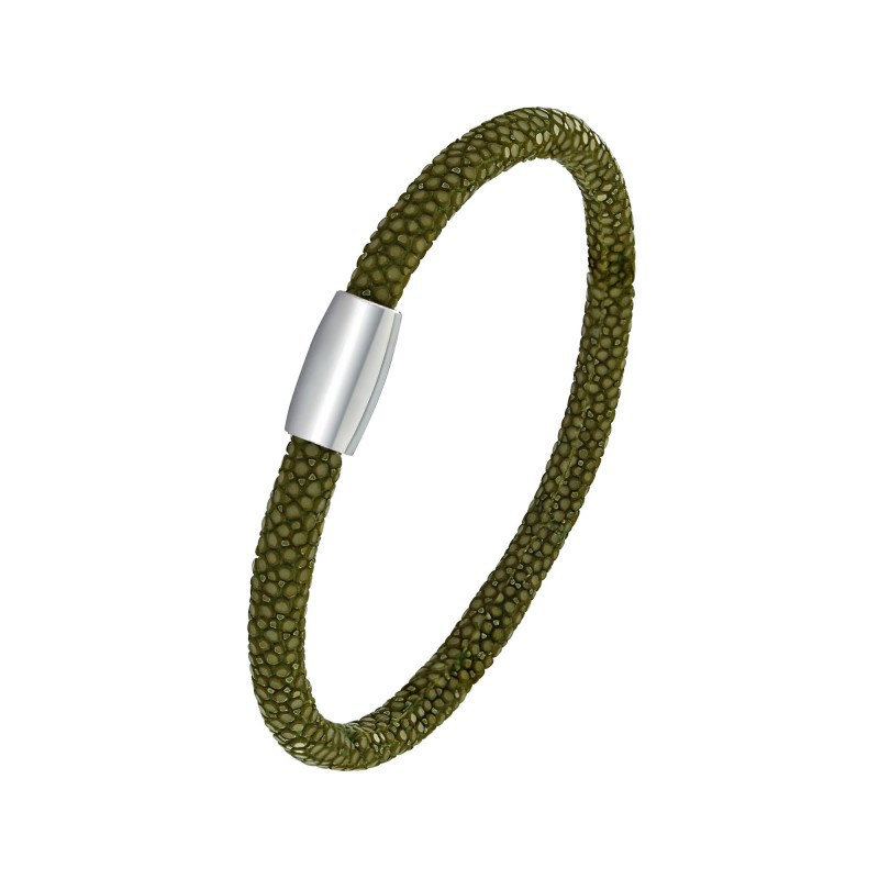 Bracelet Galuchat vert kaki