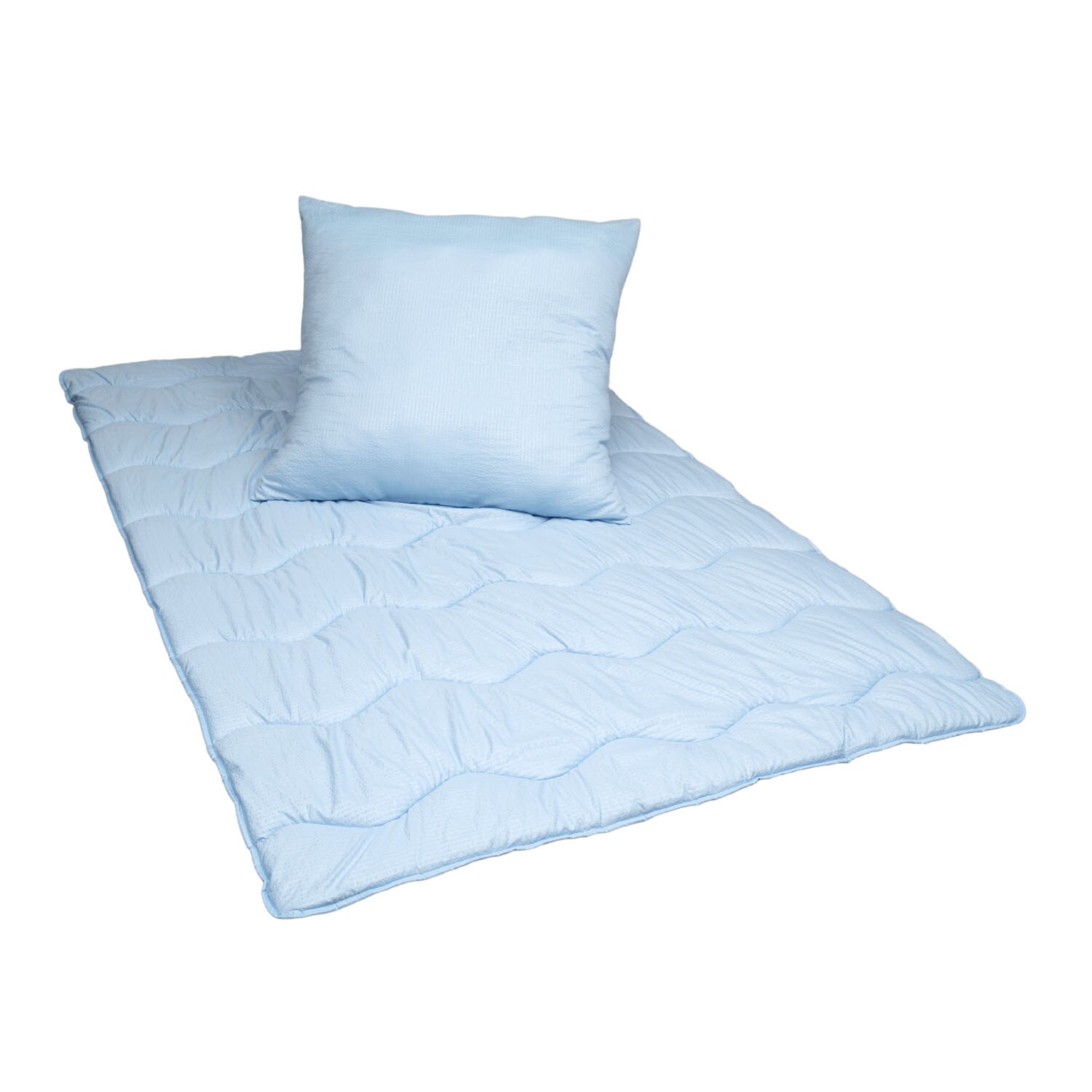 Premium 2-in-1 Seersucker Betten Set Decke 135x200 cm Kissen 80x80 cm kein Bezug nötig