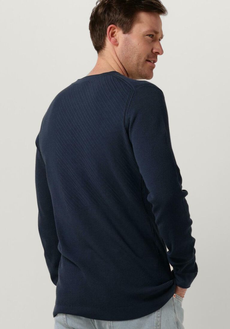 CAST IRON donkerblauwe cast iron trui crewneck cotton modal