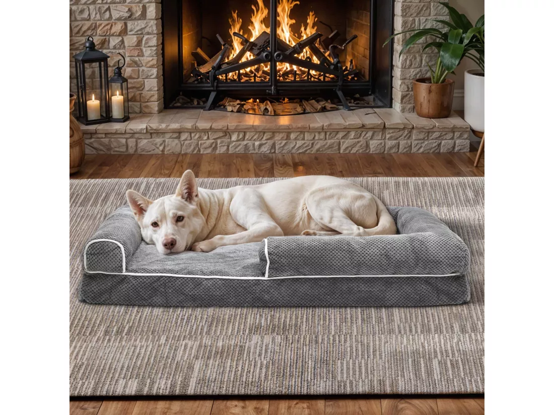 YITAHOME Panier - Grand Chien - Gris - Dehoussable - Orthopédique - lit Chien Géant - Matelas Lavable - 135x107cm