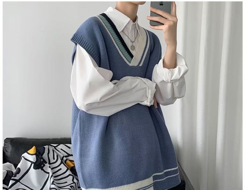 Sinlarity - V-hals gestreept vest