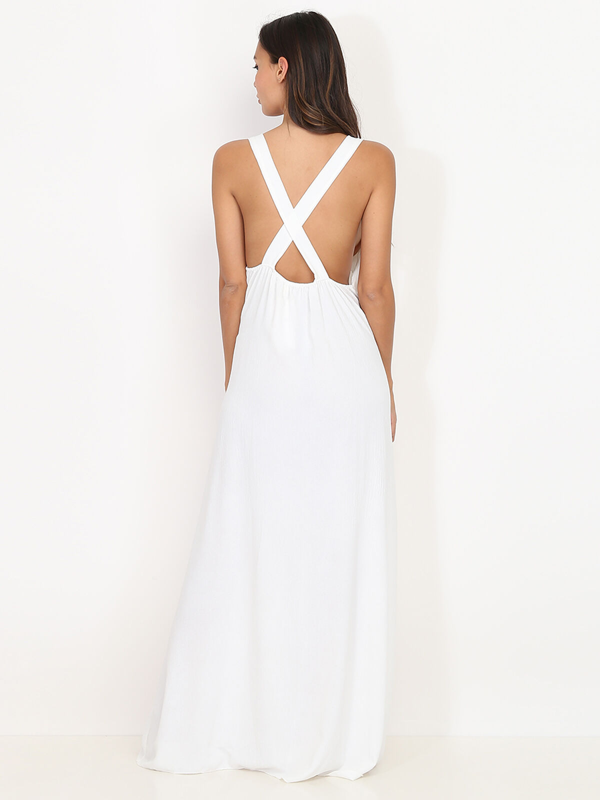 Robe longue et ample à dos croisé- Blanc