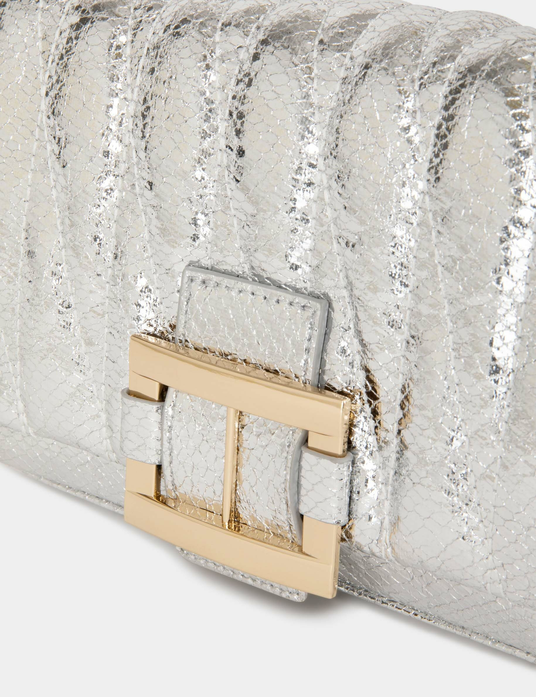 Sac matelassé avec boucle argente femme - argente
