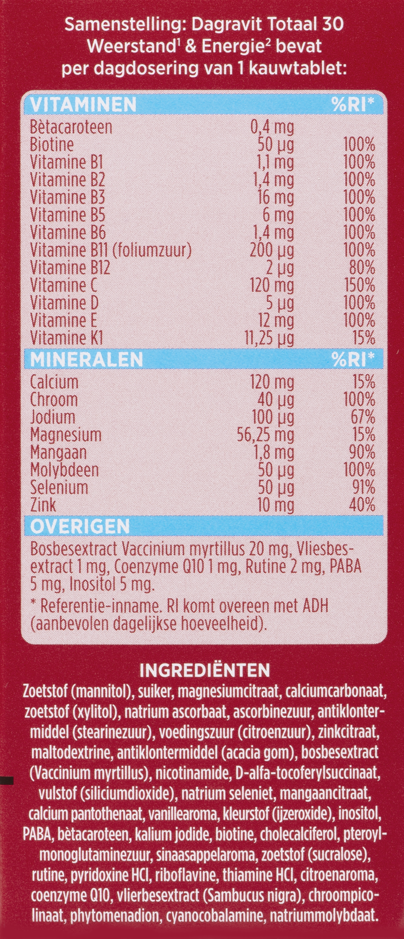 Dagravit Totaal 30 weerstand & energie (50 tabletten)