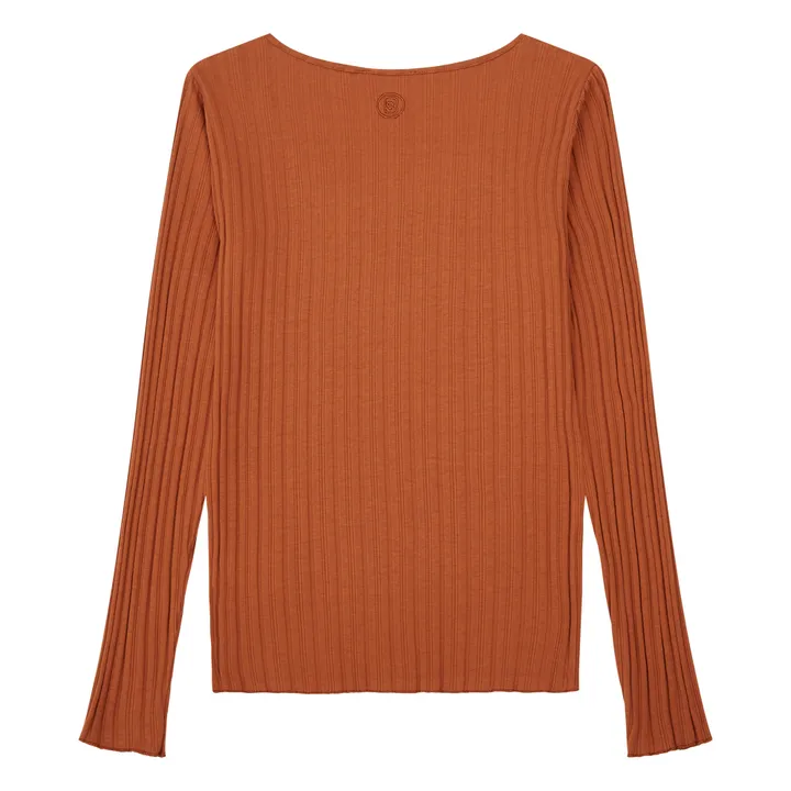 SMALLABLE BASICS Top Femme Cotelé Coton Bio | Noisette