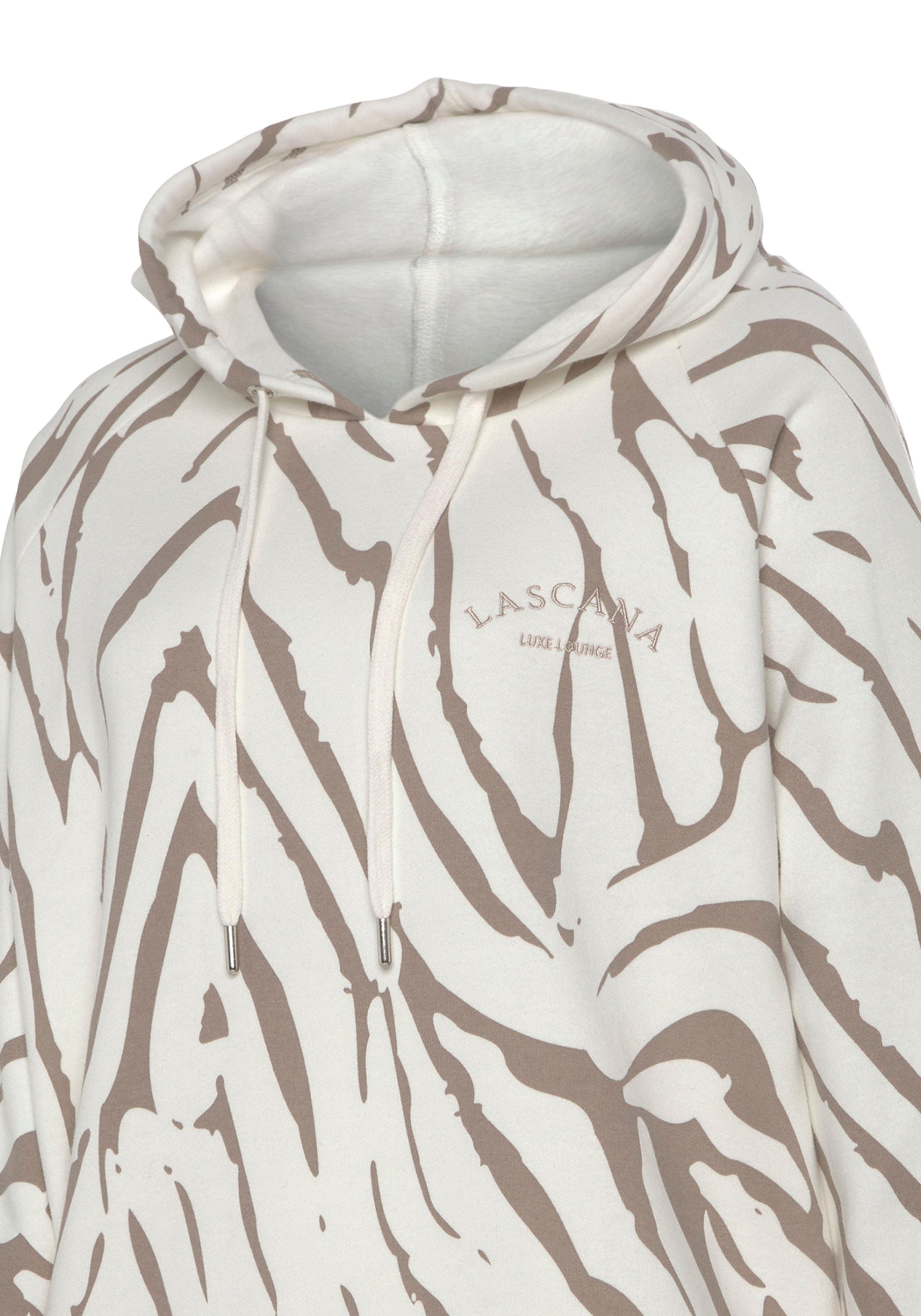 LASCANA Kapuzensweatshirt , mit Zebramuster, Loungewear