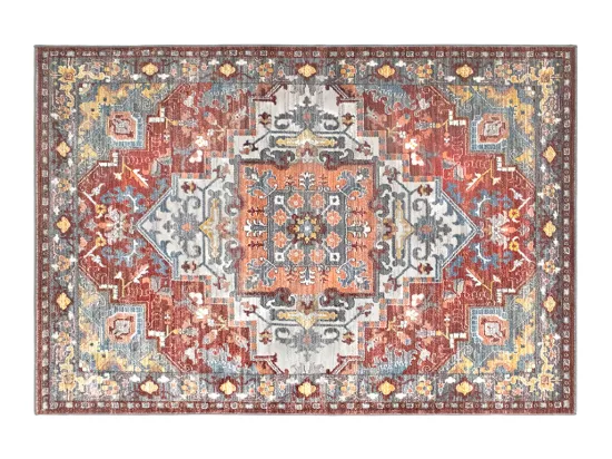 Tapis oriental vintage - 200 x 290 cm - Rouge et bleu - KALYAN