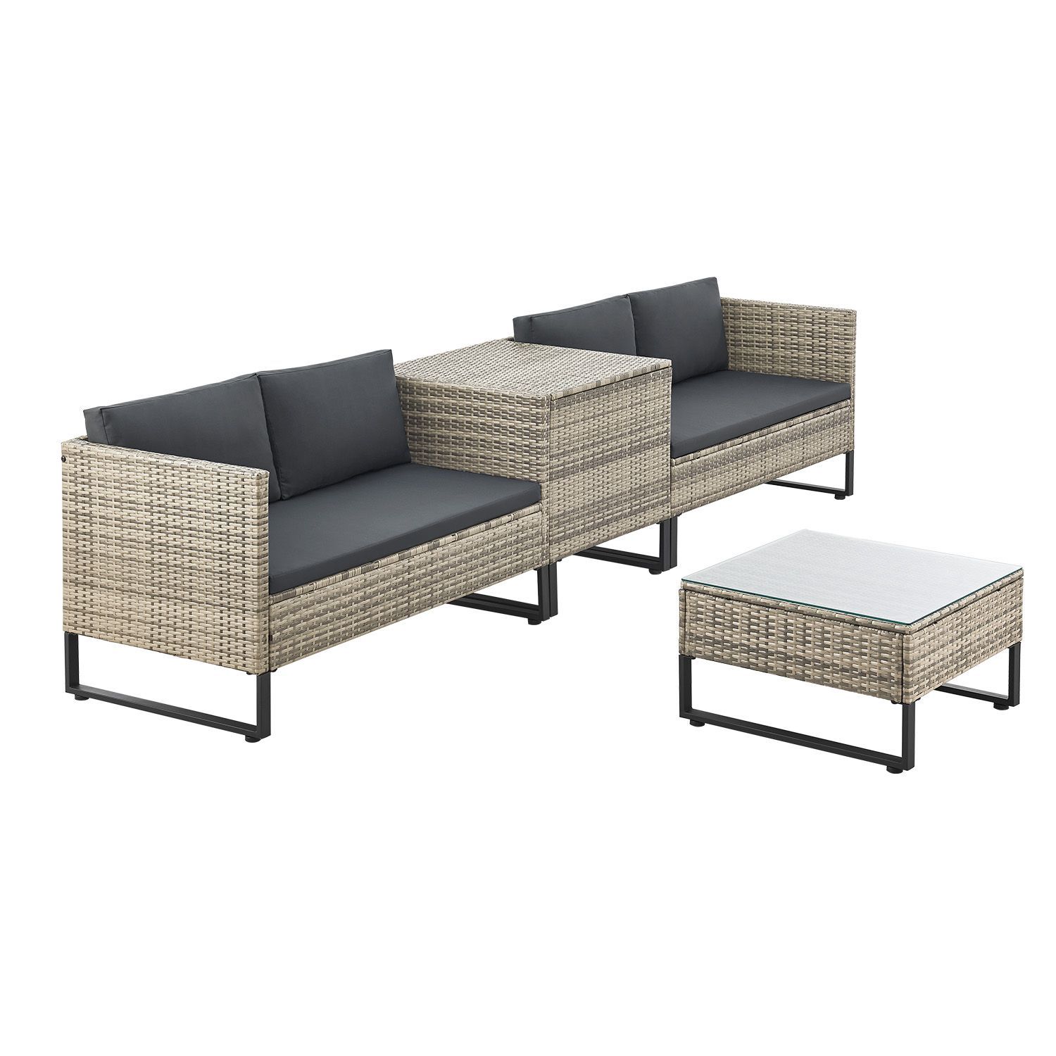 Juskys Santorini Polyrotan Modulair Loungeset - Grey