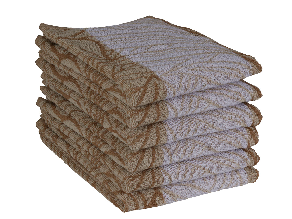 DoubleDry Leaves 50 x 50 cm set van 6 keukendoeken - lichtbeige