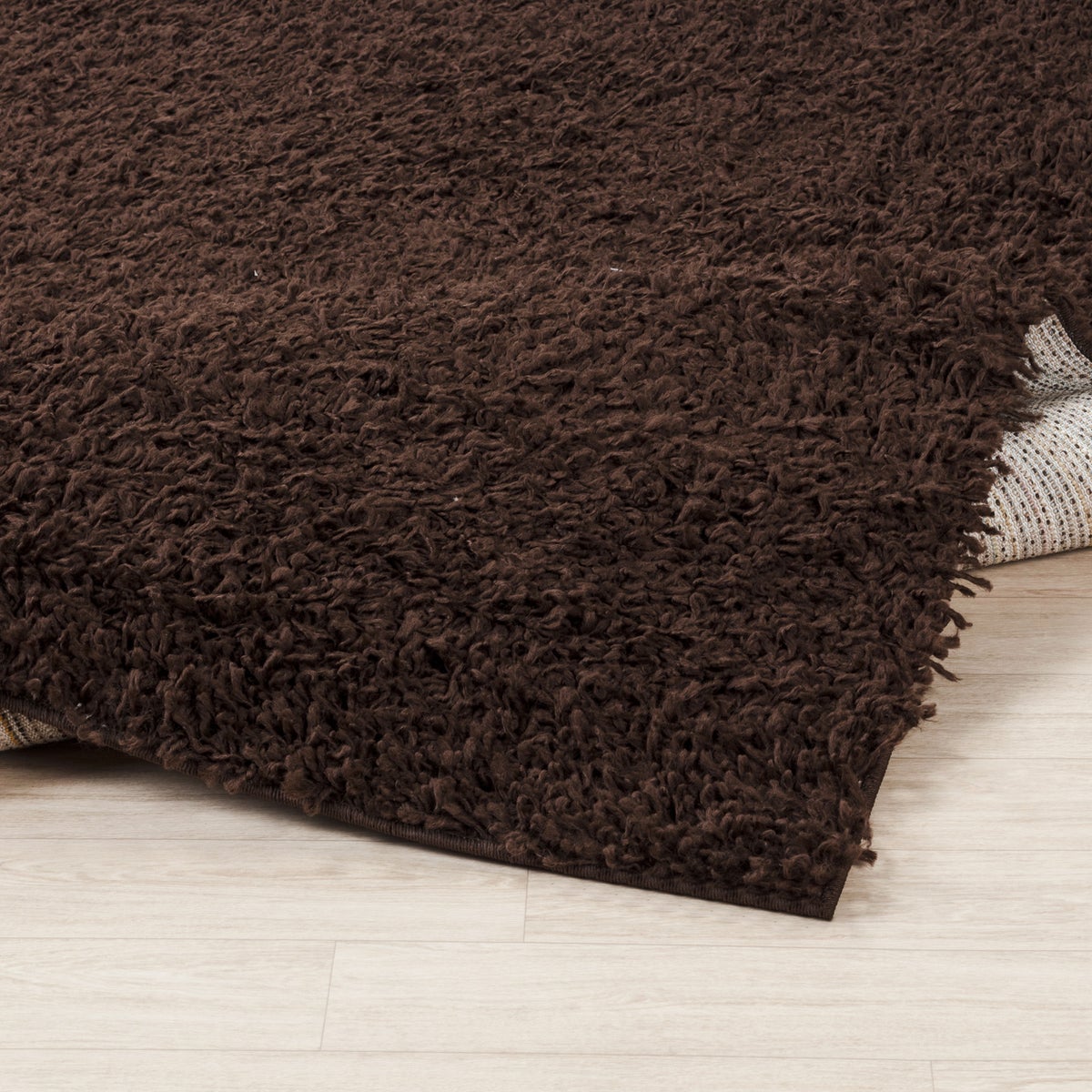 Modern hoogpolig shaggy vloerkleed voor in de hal, donkerbruin, 80x220 cm, LILLY