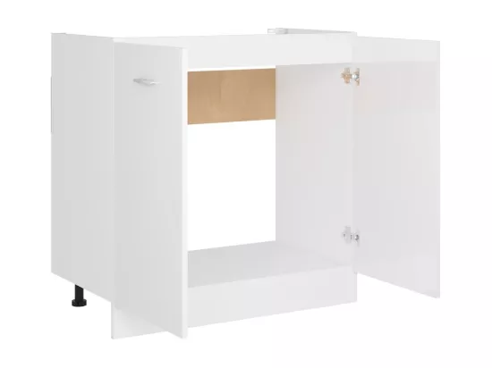 Armoire de plancher d'évier Blanc brillant Bois d’ingénierie