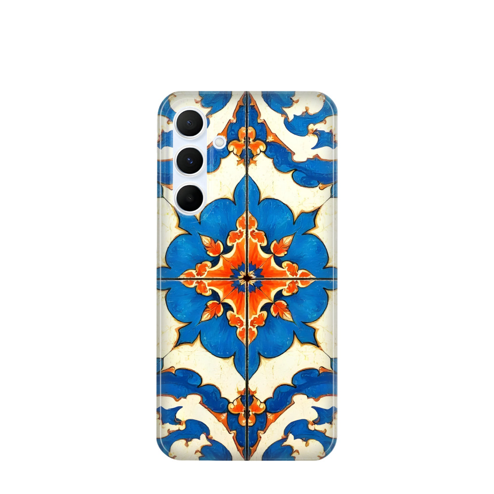 Samsung Galaxy A55 Kunststoff Hülle Majolika Sonne & Meer - Blau