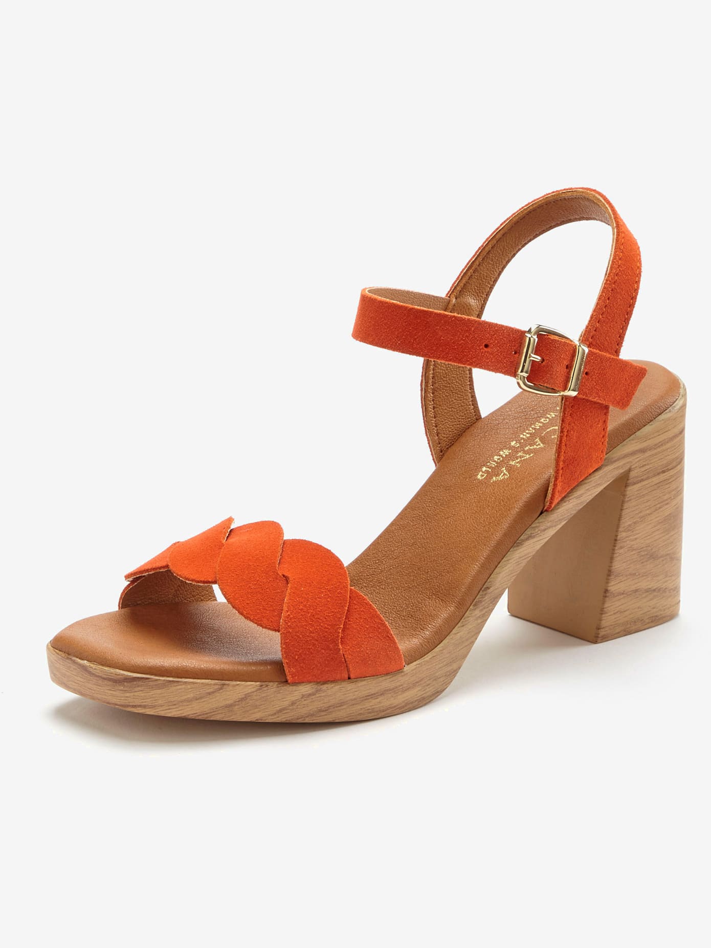 Sandales à brides talon bottier confortable et bride à l'effet tressé