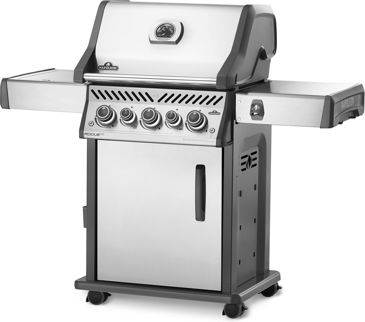 Napoleon gasbarbecue met achter- en zijbrander Rogue zilver 130 x 64 x 123 cm