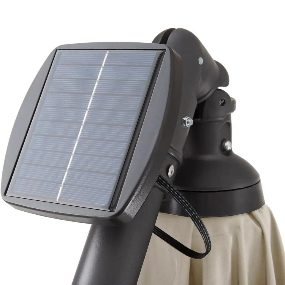 tectake Parasol Sunna LED-zonneenergie met zwengel 2,5 x 2,5 m, Beige