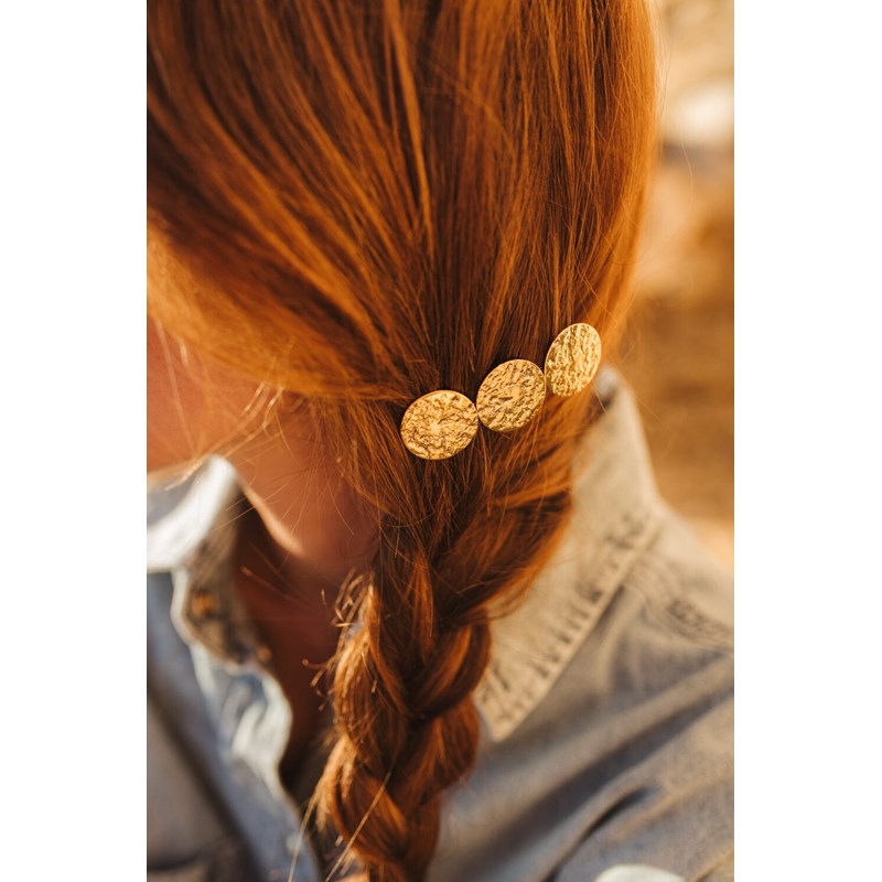barrette ronds martelés plaqué argent - HESTIA