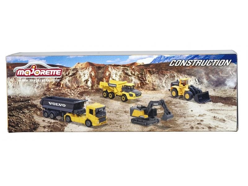 Majorette Baustellenfahrzeug Volvo Construction 4er-Geschen Vier Baufahrzeuge zum Spielen und Sammeln