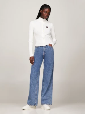 Cardigã Slim Fit com Zíper e Distintivo