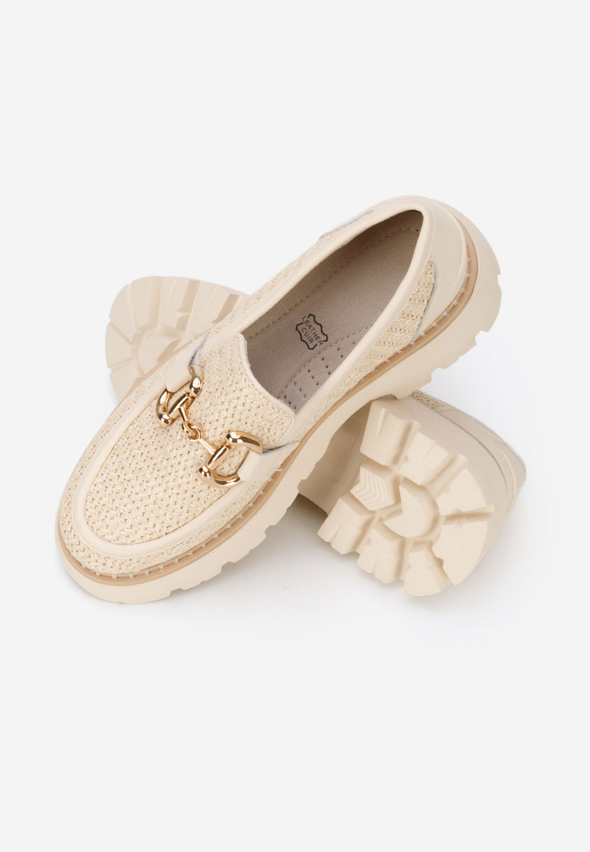 Mocassins femme en cuir beige Yolandia